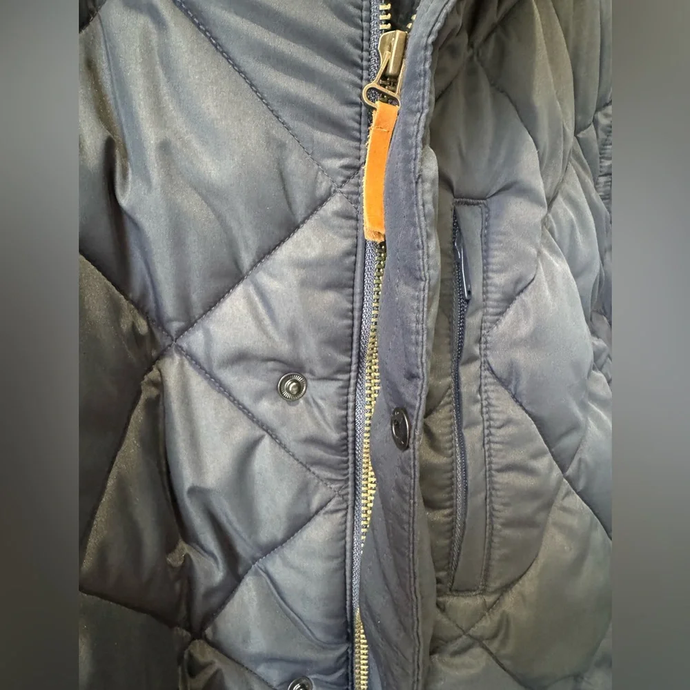 J. Crew Men’s Blue Quilted Puffer Jacket w/ Corduroy Collar, Size L